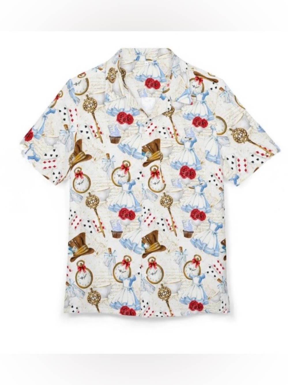 Womens‎ Mad Hatter Alice Button Up Shirt Medium Disney Novelty